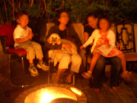 kids, dog, fire