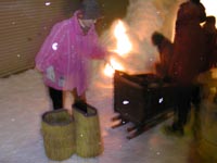 Japan, Akita, Yokote Kamakura Festival.  Snow Aflame!